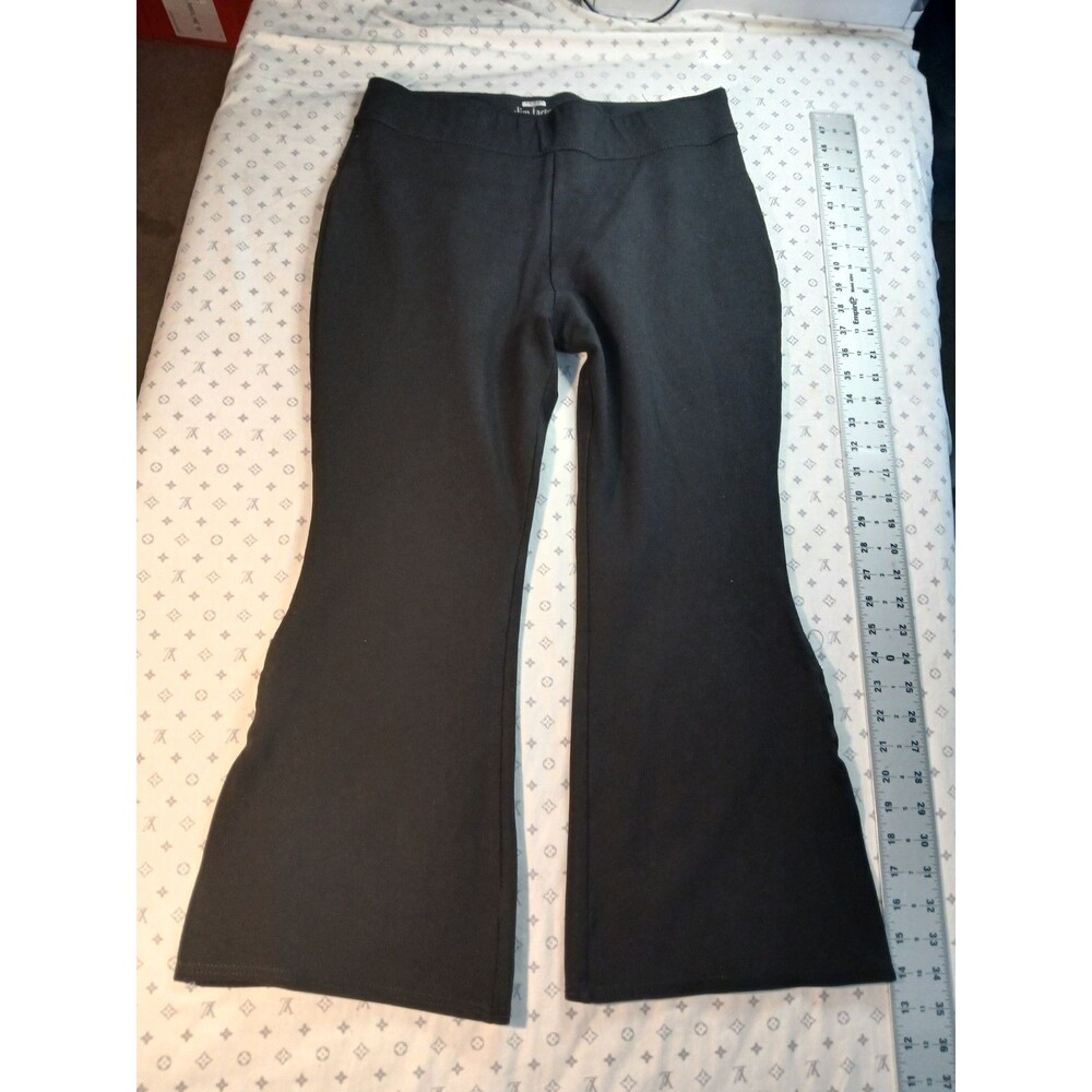 Slim Factor By Investments Black Flared Pants Stretch Women Sz L Bell Bottoms